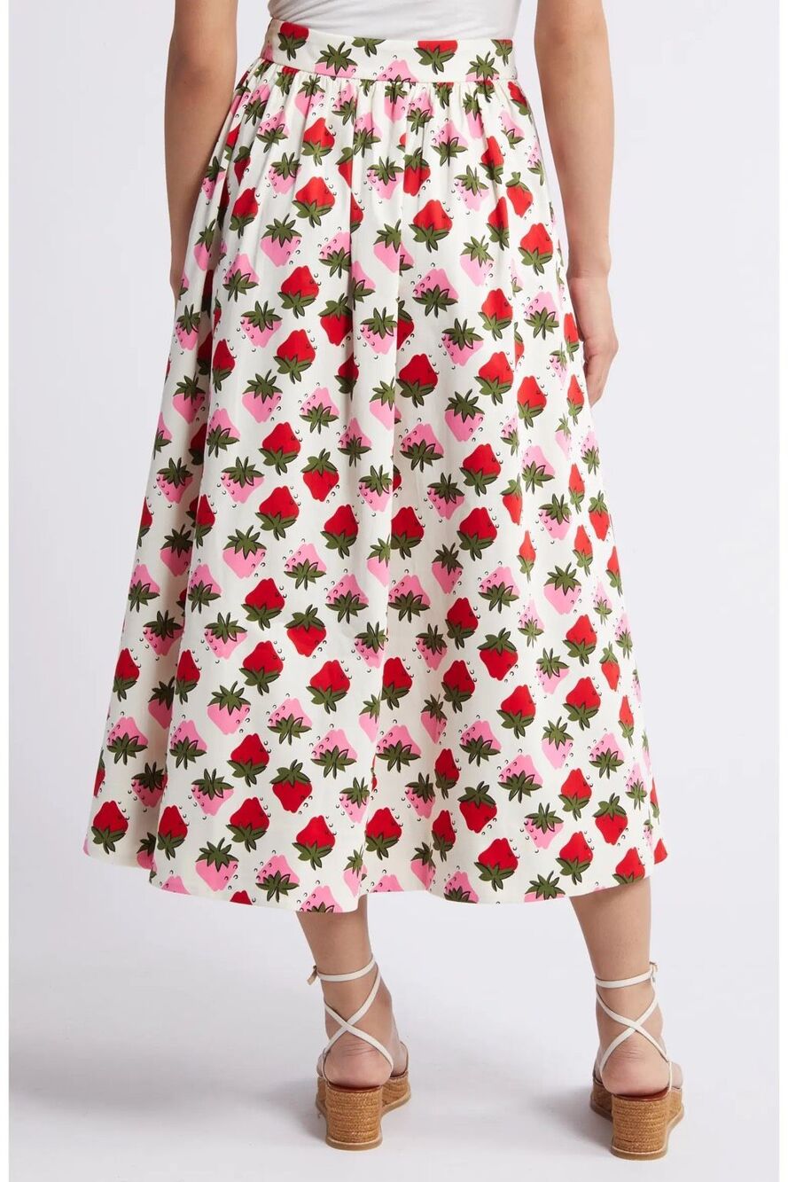 Boden Layla Strawberry Skirt  Cotton Sateen $168.00 Whimsy Cottage - Picture 3 of 10